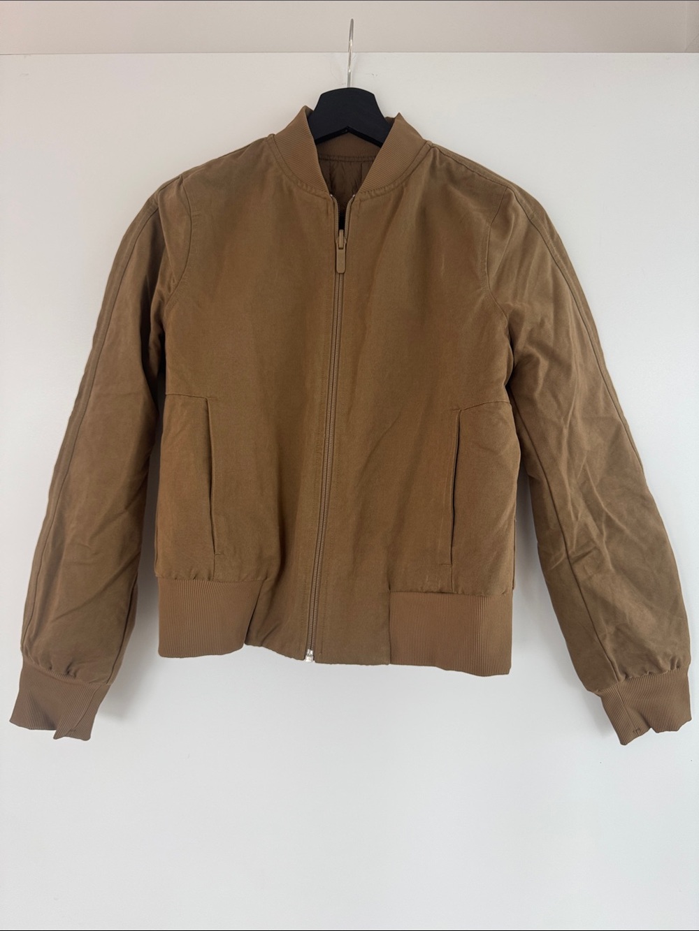 Women's Reversible Lululemon Tan Bomber Jacket with Ribbed Hem